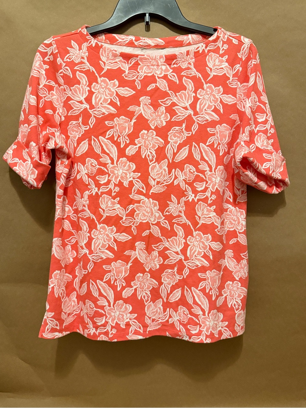Women’s Coral Floral Short-Sleeve Top